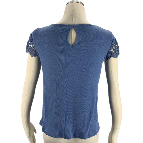 Lauren Conrad LC Blue Lace XS Blouse Romantic Deli - Picture 5 of 7